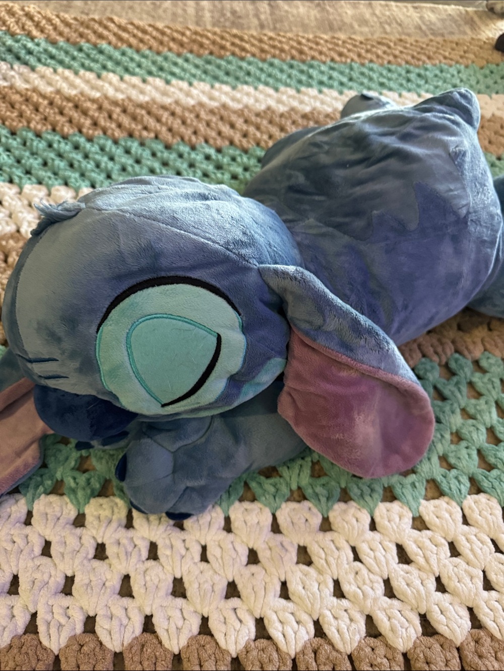 23in Plush Blue Stitch Sleeping Stuffed Animal - Large Soft